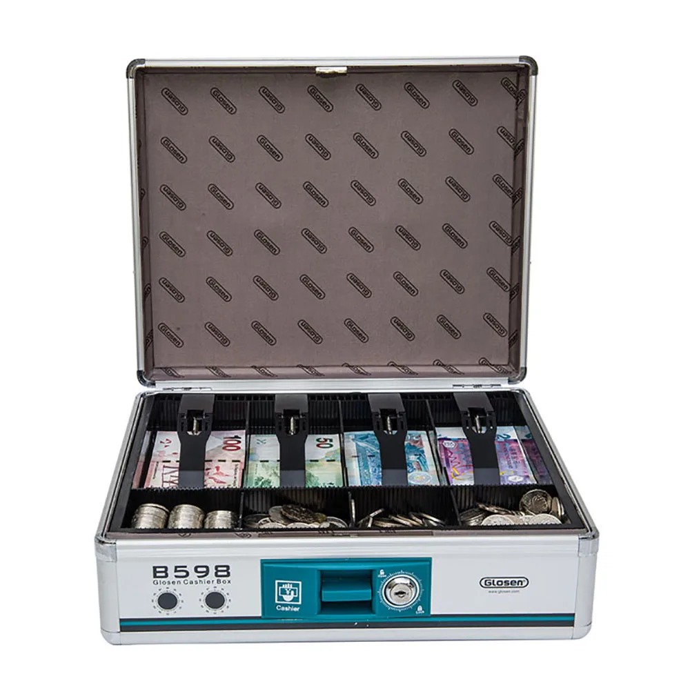 

B598 Aluminum Portable Cash Box with Lock Large Size safe strongbox B598