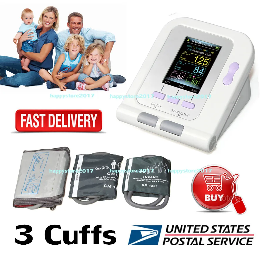 

US STOCK CONTEC08A OLED Digital Blood Pressure Monitor Heart beat Monitor PC USB 3 cuff Free Shipping