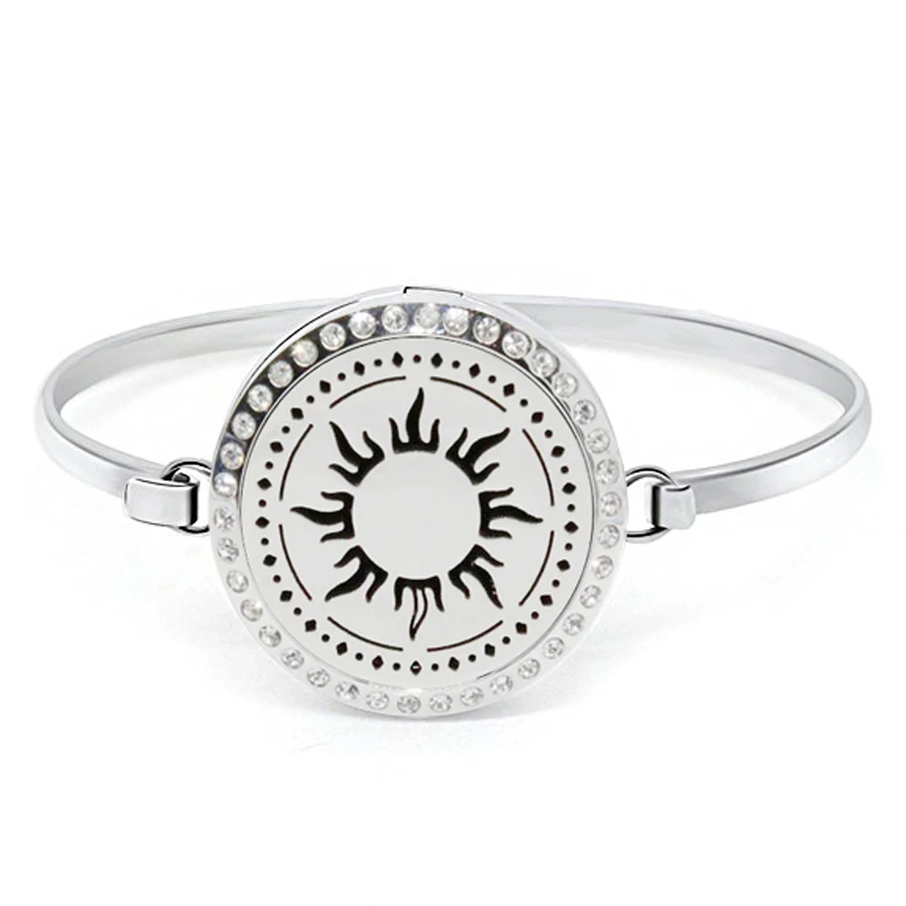 Aromatherapy Essential Oil Diffuser Bracelet Locket Bangle 316L Stainless Steel with 12 Pads | Красота и здоровье