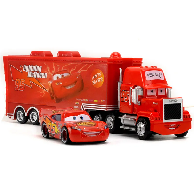 Disney Pixar Cars 2 шт. Lightning McQueen No.95 Mack Truck & Racer 1:55 литой металлический сплав и пластик