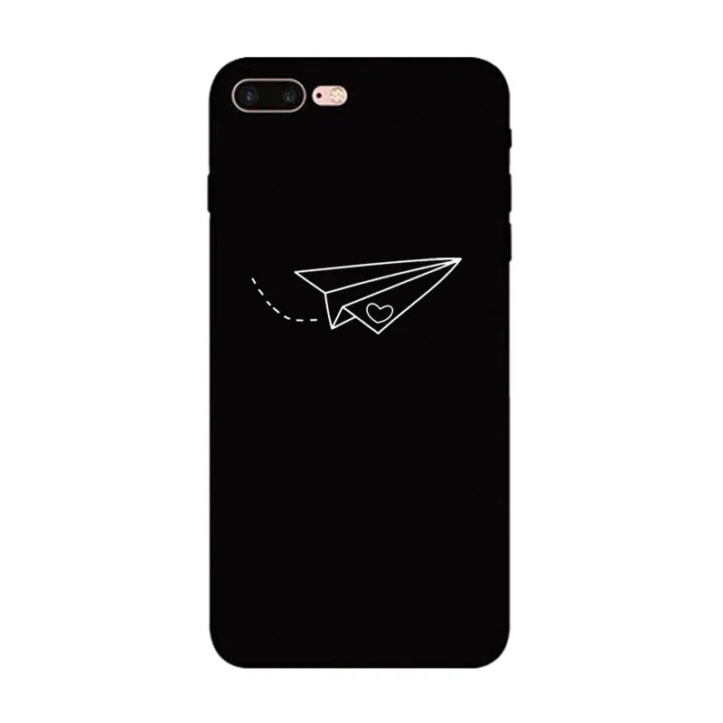 Love Heart Black Soft TPU Matte Case For iPhone 7 8 Plus XS Max XR Fundas Coque Cover 6 6s X 5S SE Bags |