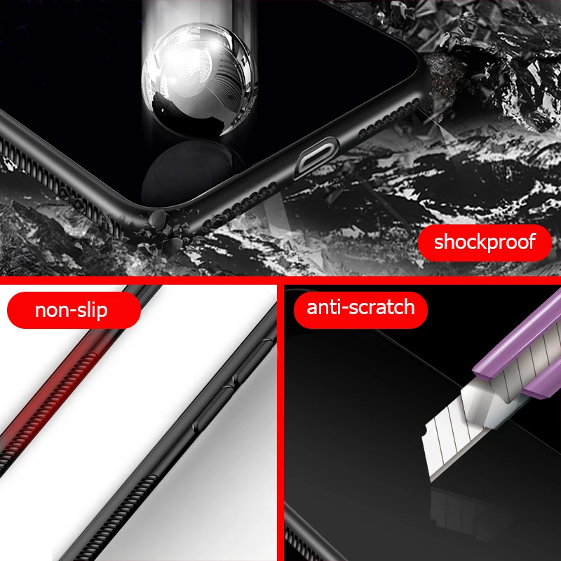 chyi case for xiaomi redmi note 7 5 6 pro Luxury Tempered Glass back cover Silicone Frame protective coque |