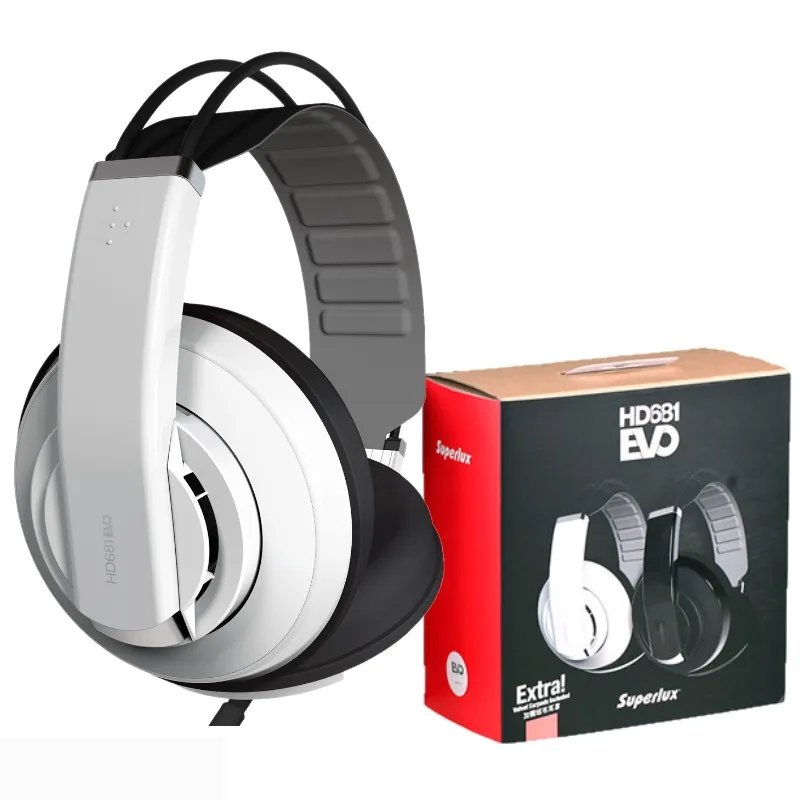 Superlux HD681 EVO динамический полуоткрытый аудио мониторинг наушников съемный аудио кабель HiFi стерео шумоизоляция гарнитура - Цвет: white with package