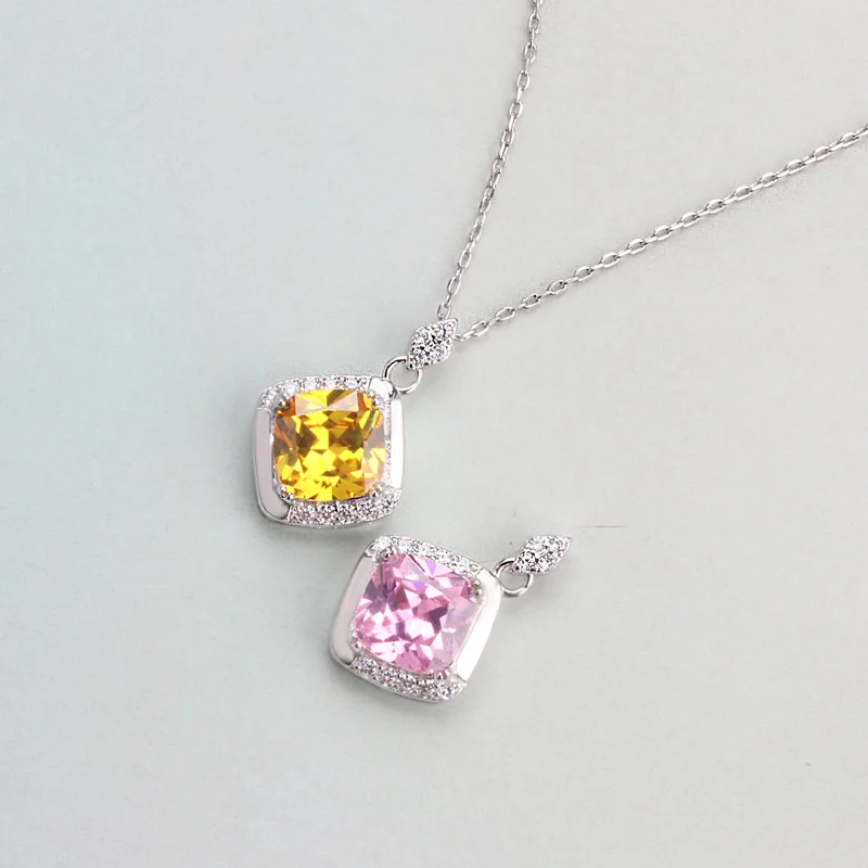 Женское Ожерелье из стерлингового серебра 925 пробы с большим камнем 9 мм и