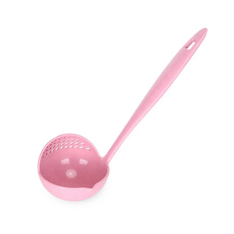 Pink Memokey 2 в 1 длинная ручка ложка для супа домашняя сито для приготовления пищи дуршлаг для кухни Совок пластиковый ковш посуда MG - Цвет: Pink