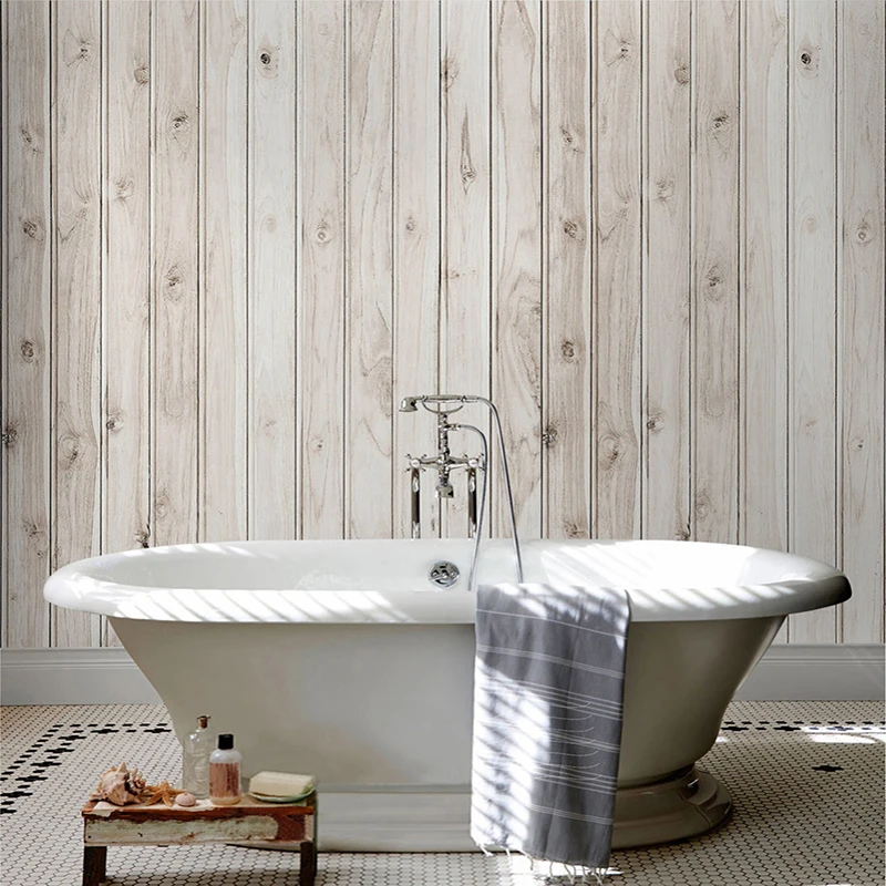 Современная Настенная 3d наклейка в ванную комнату на заказ фотообои с деревянной
