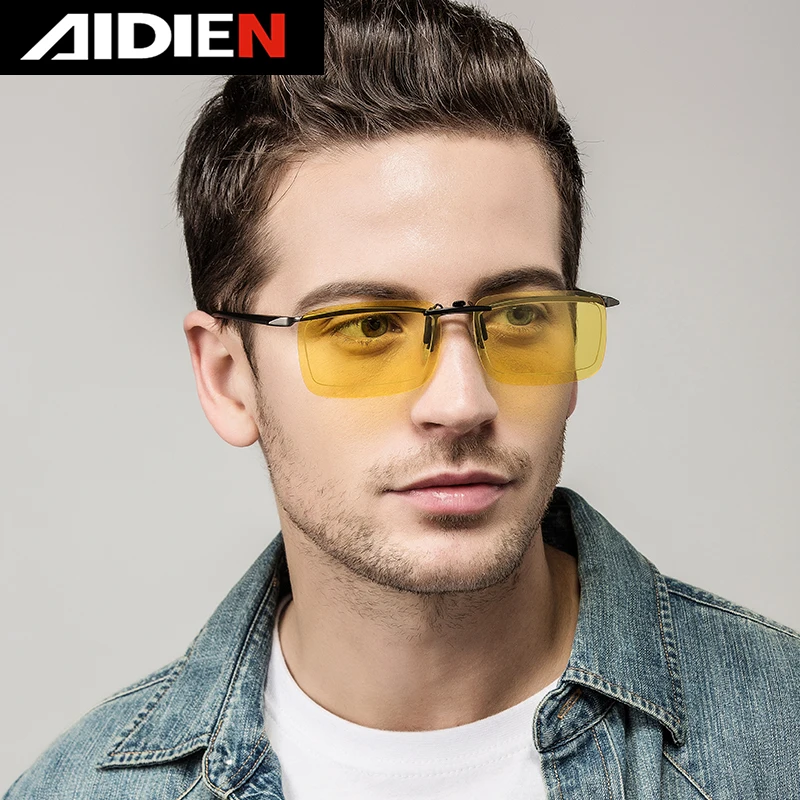 

Polarized sunglasses clip on glasses yellow lens for myopia nearsighted men women night vision anti-glare driving car goggle