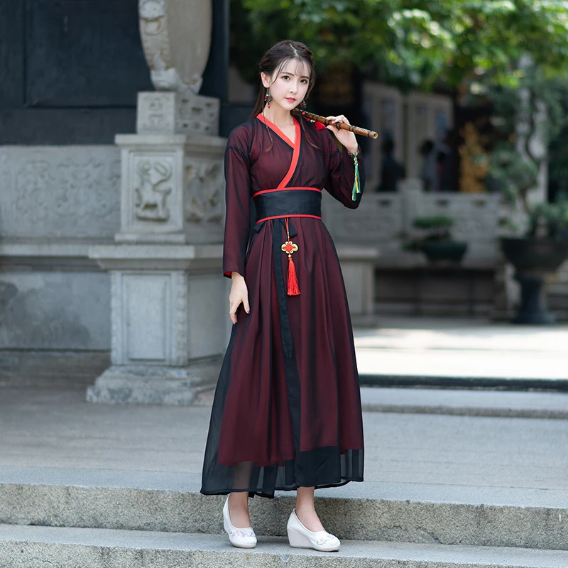 Женский длинный халат Hanfu, платье для выступлений по ТВ, императрица, меч-леди, Женский древний костюм, драма, фея, косплей, одежда для сцены