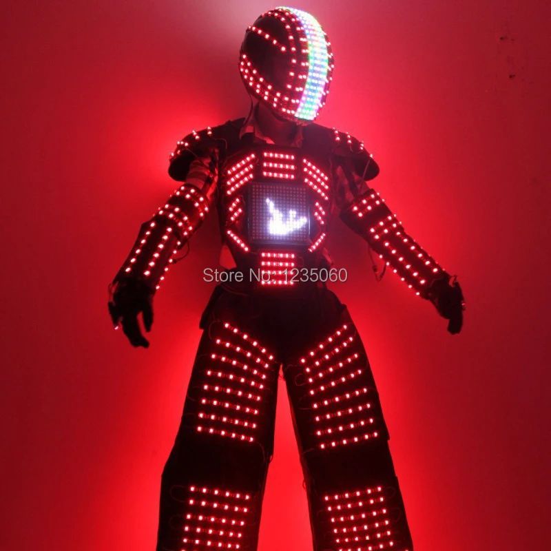 Костюм робота из светодиодов со светодиодным экраном в груди и цифровых