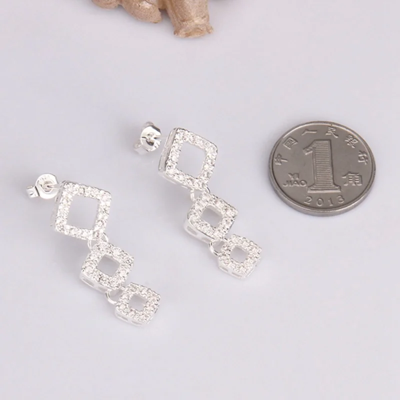 summer style fine 925 sterling silver earrings 925-sterling-silver jewelry rhinestone stud Earrings for women SE363 - купить по