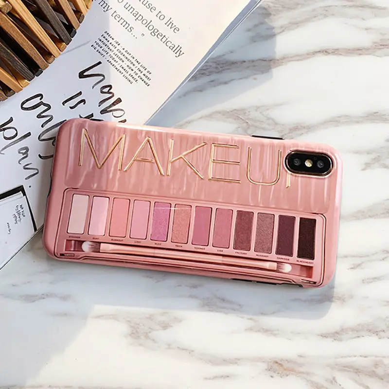 Макияж тени для век Палитра чехол для телефона для iphone 11 11pro XS Max XR X XS 6 6s 7 8 plus Глянцевая Мягкая силиконовая защитная задняя крышка