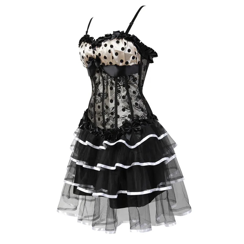 

Sapubonva corselet overbust corset bustier skirt set lace up gothic victorian corset lolita dresses brocade vintage sexy zip