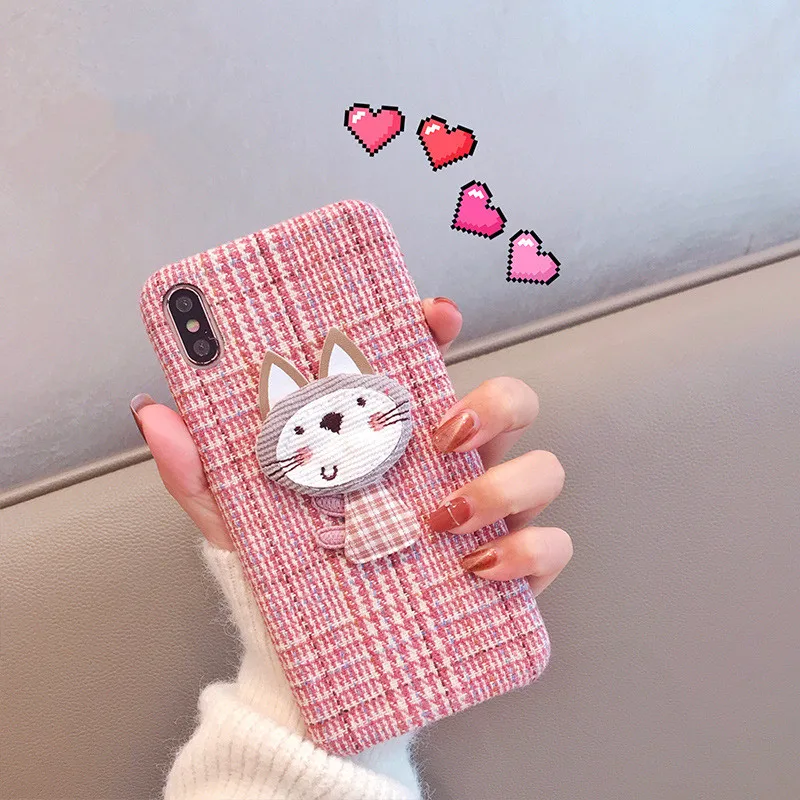 Розовый милый чехол для телефона с мультяшным котом девочек iPhone 7 7Puls 6S 8 Plus