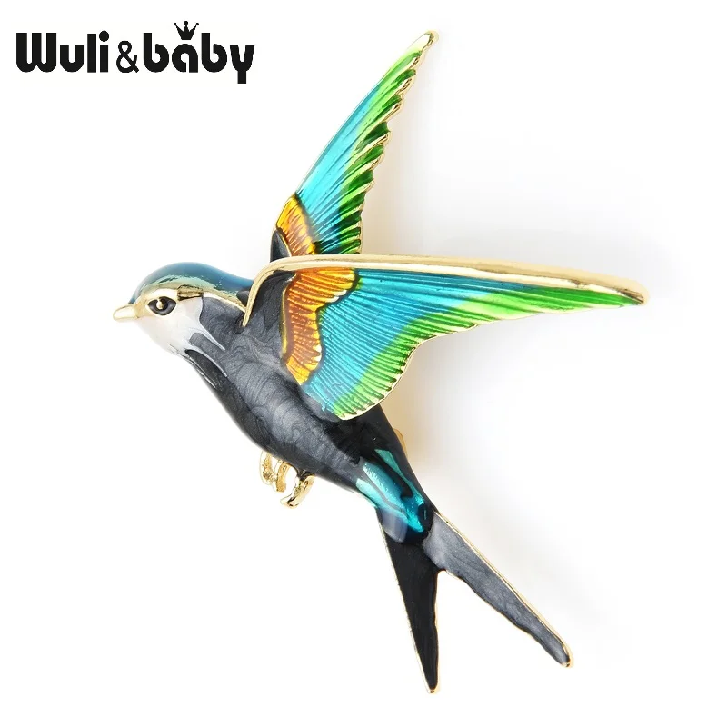 Wuli& Baby эмаль Летающая Ласточка Брошь булавки для женщин животных Птица Брош ювелирные изделия подарок