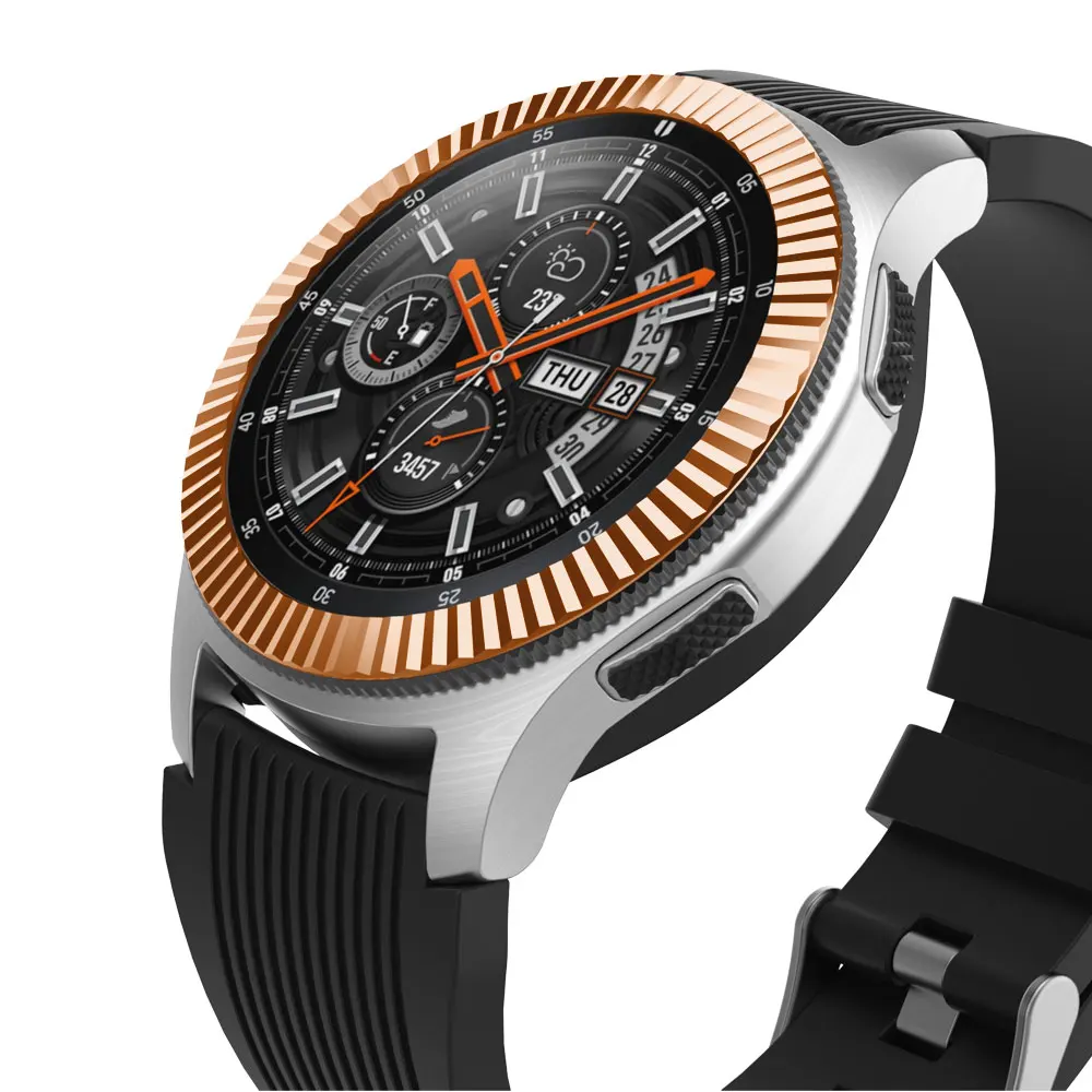 Smart Watch Metal Csae Cover Bezel For Samsung Galaxy Watch Gear S3 46mm Bezel Ring Adhesive Cover Anti Scratch Accessories 46/3