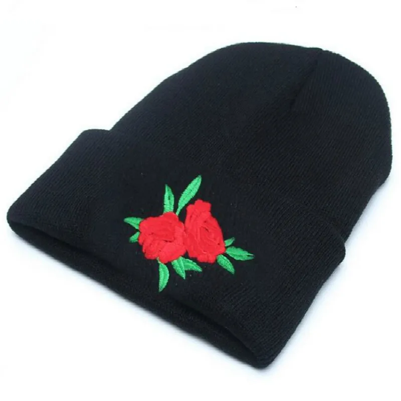 Розовая женская вязаная шапка Skullies & Beanies Черная Вязаная мужская с цветочной