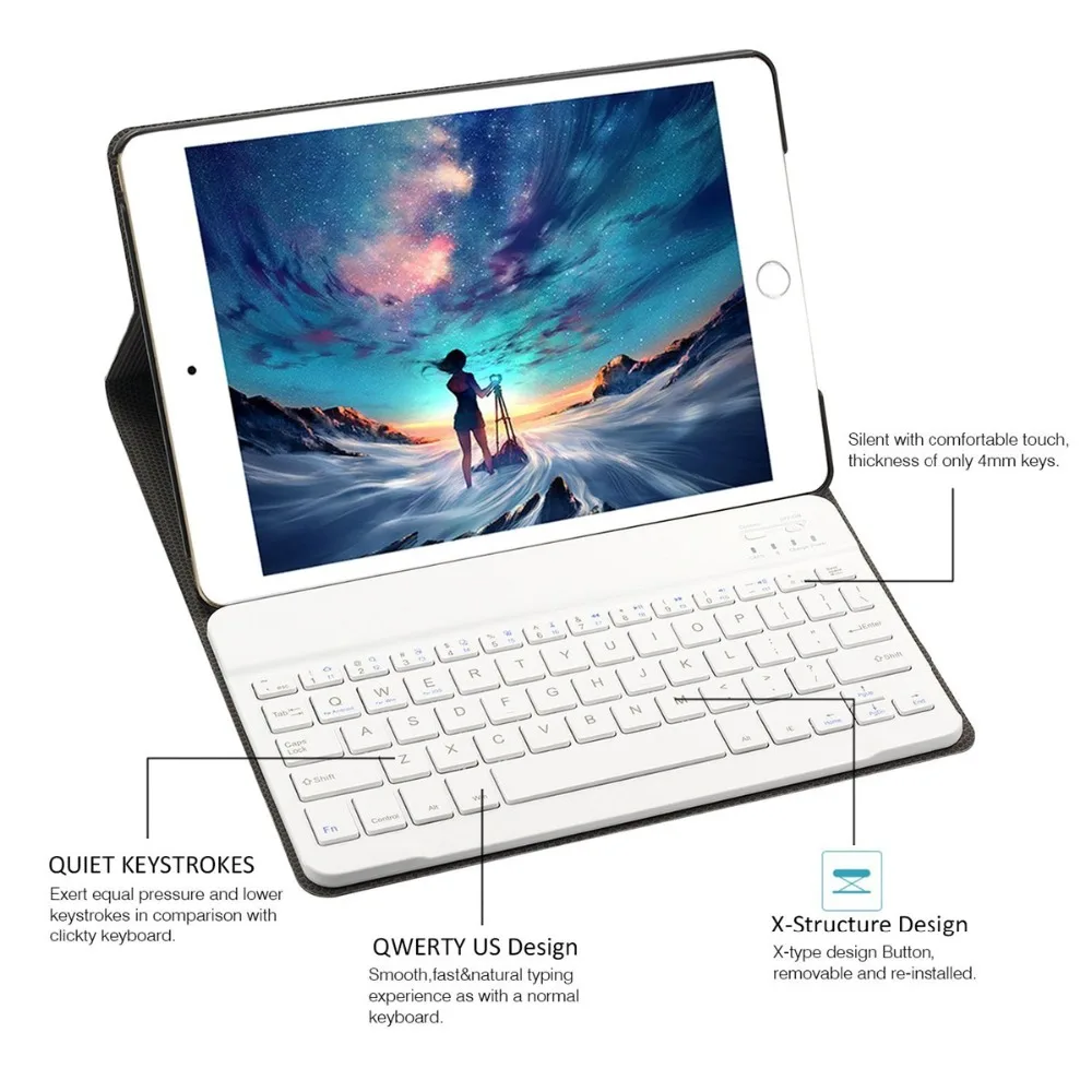 Чехол для iPad 2018 Bluetooth клавиатура со съемной клавиатурой 2017 Pro 9 7 Air 1/2 A1893 A1954 A1822