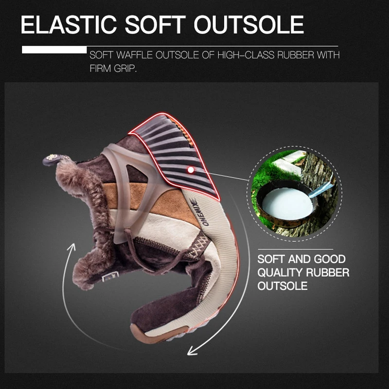 Onemix Outdoor Waterproof Hiking Boots Men Winter Shoes Walking Jogging Hiking Shoes Mountain Sport Boots Climbing Mens Sneakers