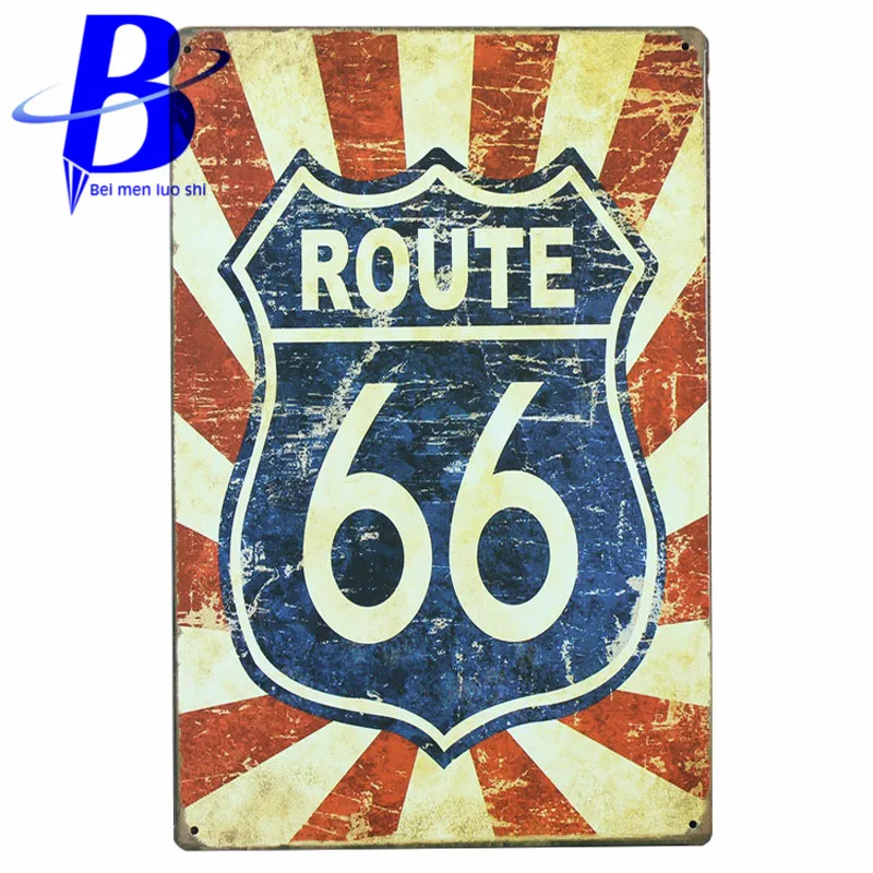 Урожай Металла/Олово Войти route 66 Бар Декор Стены Висячие Плакат Настенная Роспись