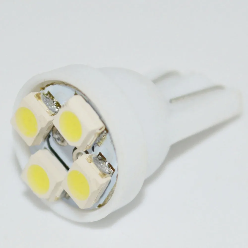 10 шт. T10 4SMD 3528 1210 W5W светодиодные Белые лампы 168 194 192 Светодиодные клиновидные Avto
