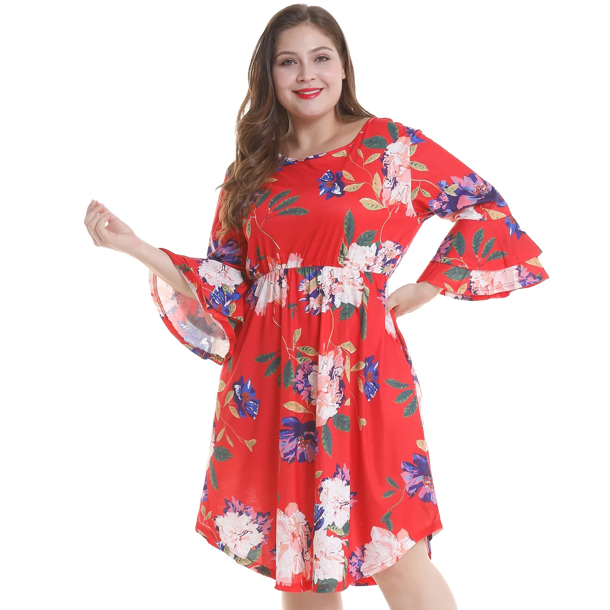 Модный принт размера плюс Бохо Короткое женское платье повседневное о образный