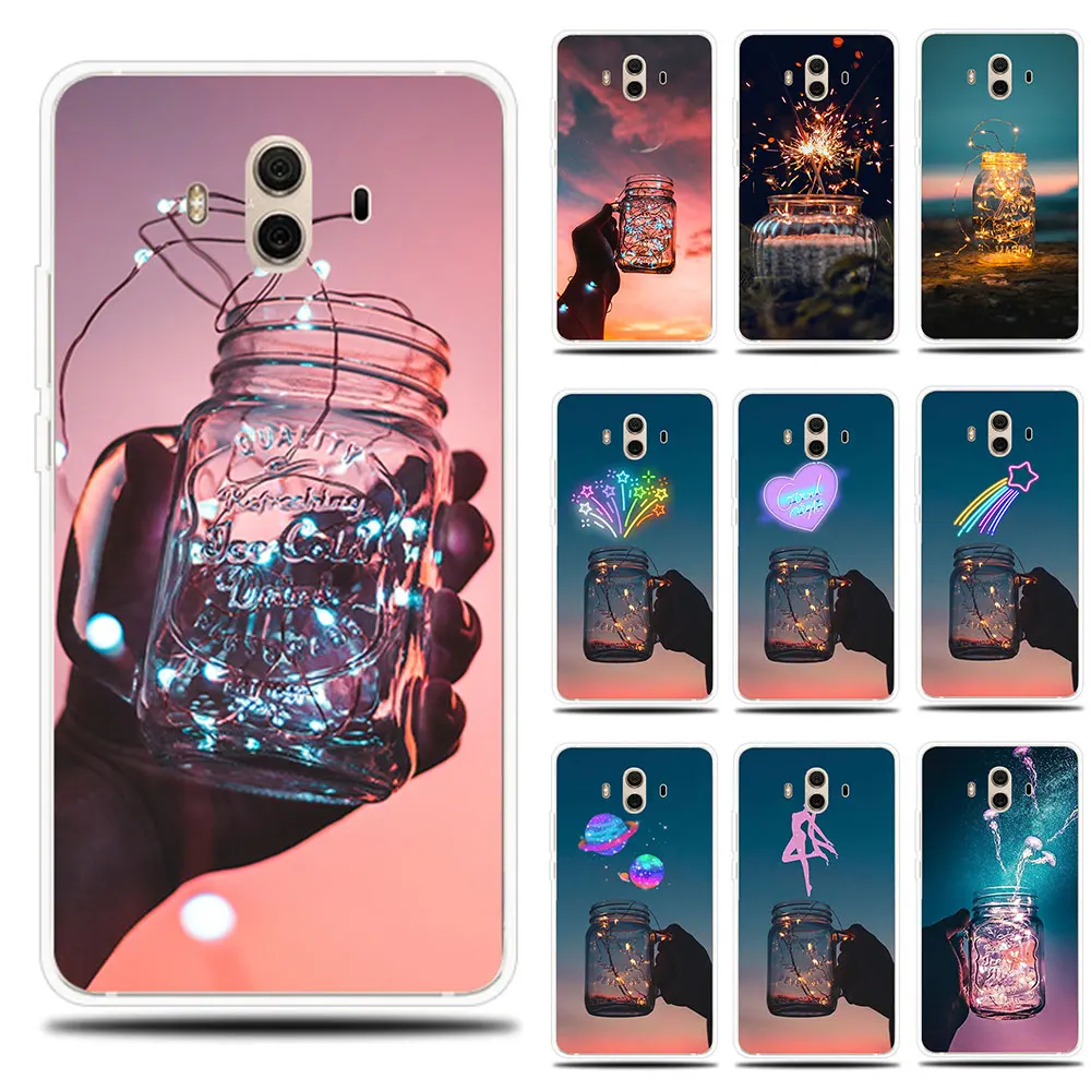 Светящиеся бутылки с рисунком силиконовый чехол для телефона huawei mate 8 9 10 Lite Pro