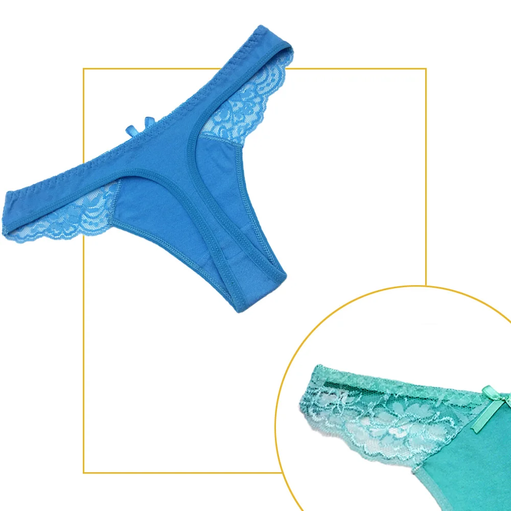 6 шт./лот сексуальные стринги хлопковые женское нижнее белье кружевное T образное