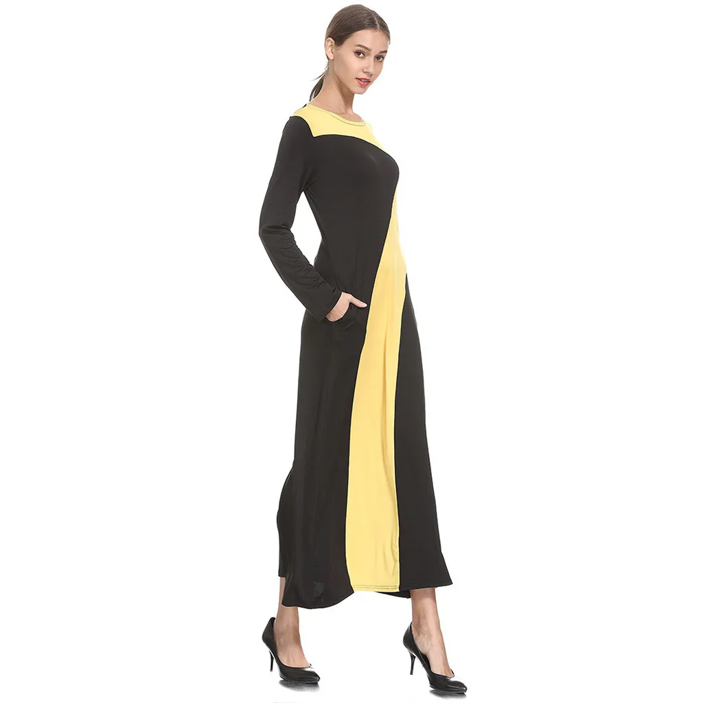 Новое модное мусульманское платье для женщин вязанное с длинным рукавом