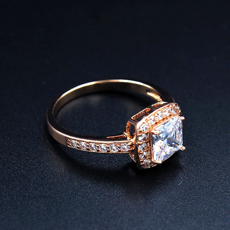 Классические Свадебные Кольца принцессы 1.25ct CZ Stone для женщин цвета розового