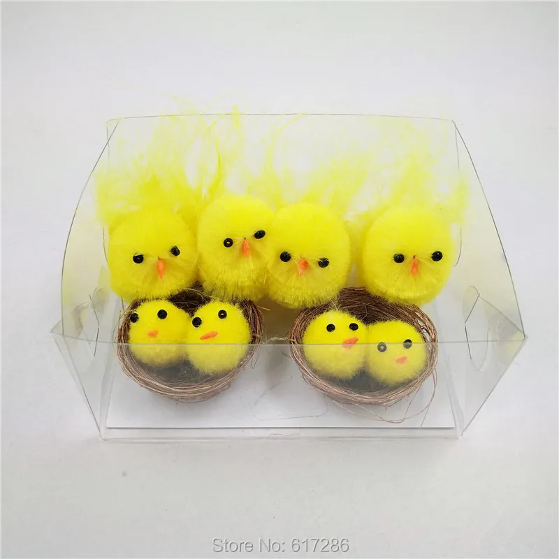Пасхальная курица цыпленка упаковка из 4 стеблей желтые синельные Цыплята с