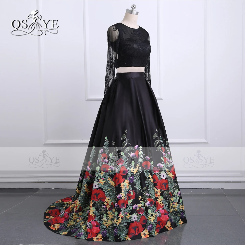 2018 Новое модное Цветочное платье с цветочным принтом из двух частей для