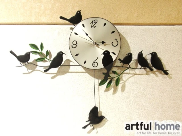 

FORD bird clock wrought iron wall clock mute personality pocket watch rustic table