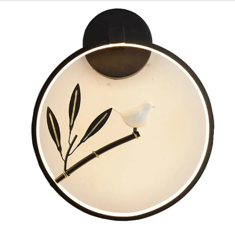 

Новый современный китайский креативный металлический Bamboo Bird светодиодный настенный светильник для спальни фойе прохода коридора отеля кр...
