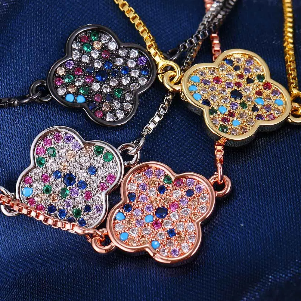 

HONGHONG high-quality Women's Fashion Bracelet Stylish Chic Clover Design Zirconia Decor Accessory Fashion Jewelry