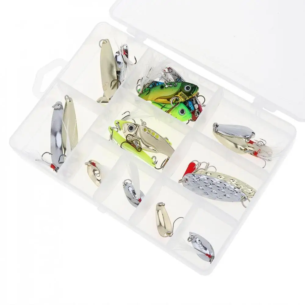 21 шт./компл. набор металлических приманок ложка для рыбалки ВИБ морские басы