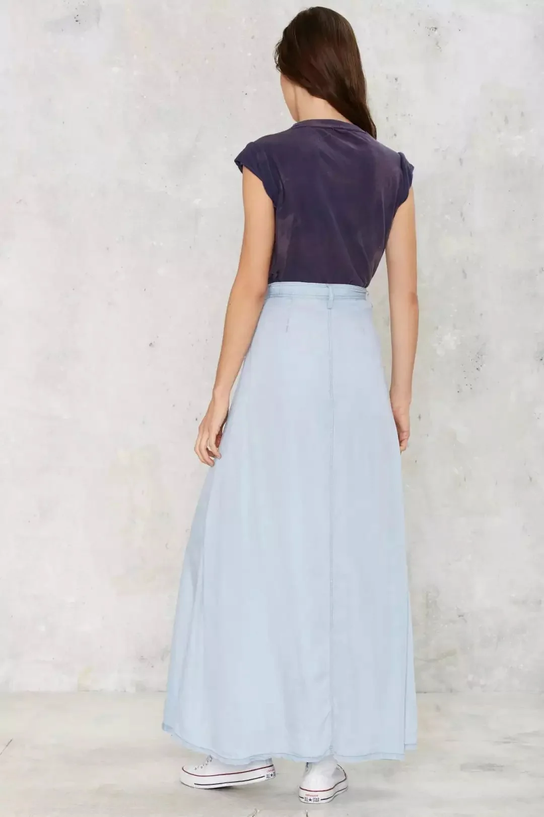 Fetoo Новая модная весенняя юбка Женская однобортная джинсовая макси Повседневная