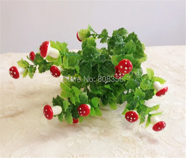 8 пластиковых грибов (13 фруктов/бутон) 33 см искусственные красные ягоды для