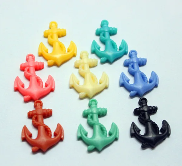 

wholesale 50pcs 25*33mm mix colors resin nautical anchor for DIY scrapbooking