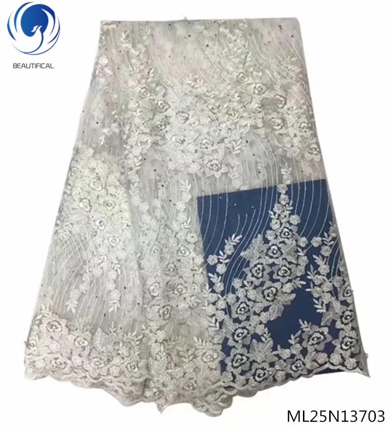 

BEAUTIFICAL African French Lace fabric Embroidery Dress Lace Women Tulle Lace 5 Yards/lot ML25N137