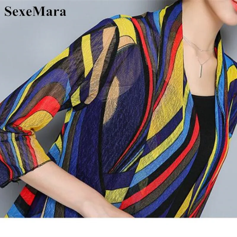 SexeMara, новинка, летняя женская блузка, повседневная, красная, длинная, шифон, кимоно, кардиган, Feminino, длинный рукав, плюс, пляжный кардиган