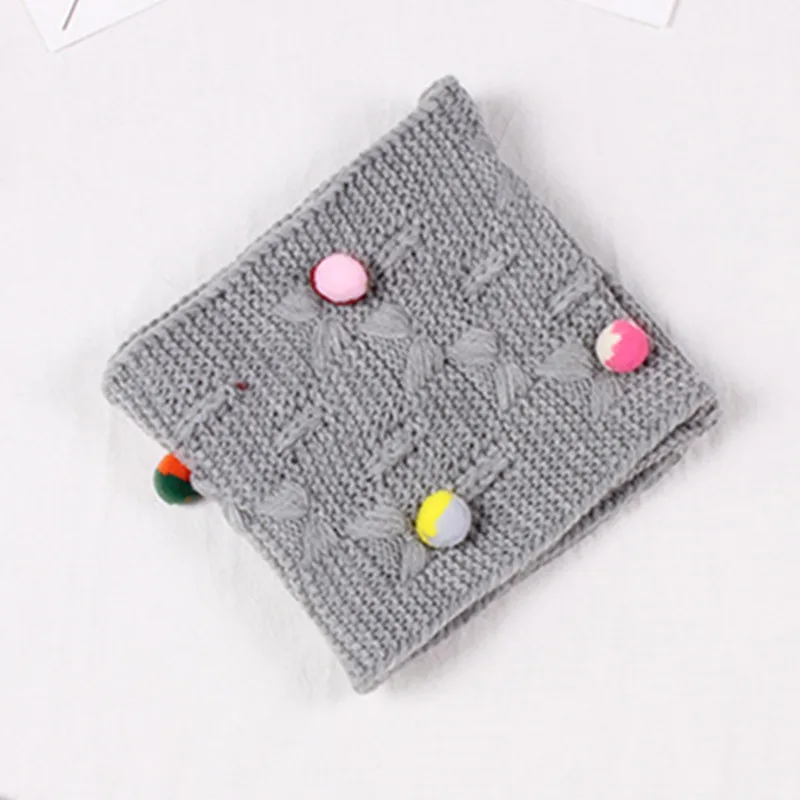 New Autumn winter girls scarf kids child collar colorful pom ball decorated warm thick knitted wool children scarves |