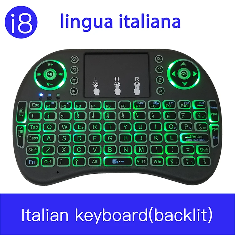 Итальянская i8 2,4 ГГц Беспроводная подсветка игровая клавиатура Air mouse пульт дистанционного управления тачпад для ПК, ноутбука, Android Box, Smart tv