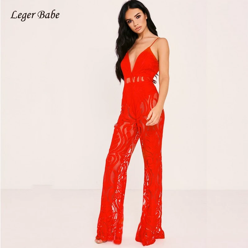 Женский вечерний кружевной комбинезон элегантный знаменитости на бретелях