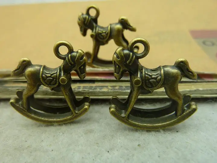 10 шт. античные бронзовые подвески в виде лошади качалки для самостоятельного