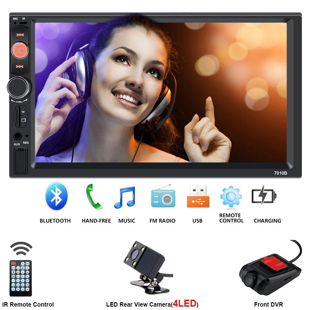 E-Player 4LED DVR Центральный Multimidia 2Din 2 Din 7 ''Автомобильный видеорегистратор с сенсорным экраном фронтальная задняя камера Bluetooth Радио музыкальный проигрыватель мультимедиа авторадио - Цвет: E-Player 4LED DVR