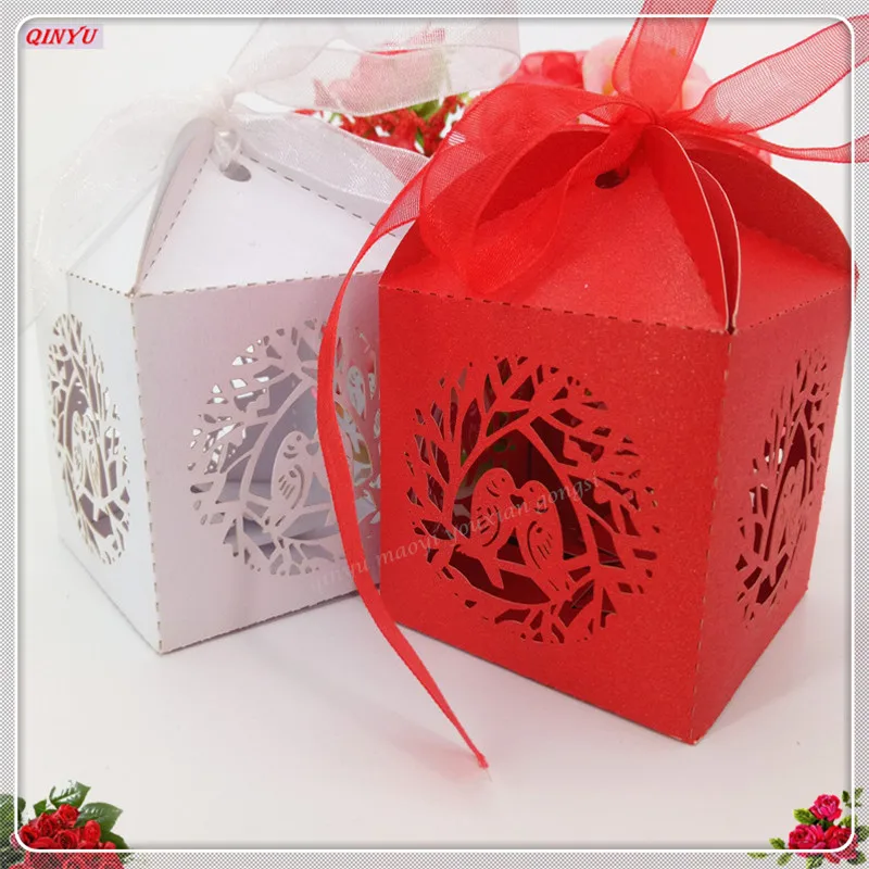 50 шт. коробка для конфет с лентой|box with ribbon|box birthdaybox wedding |