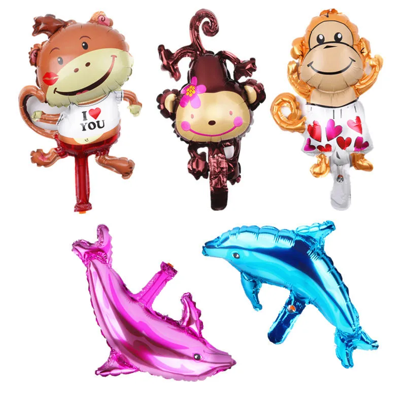 Бесплатная доставка 5 шт./партия Мини обезьяна Дельфин алюминиевый шар детские
