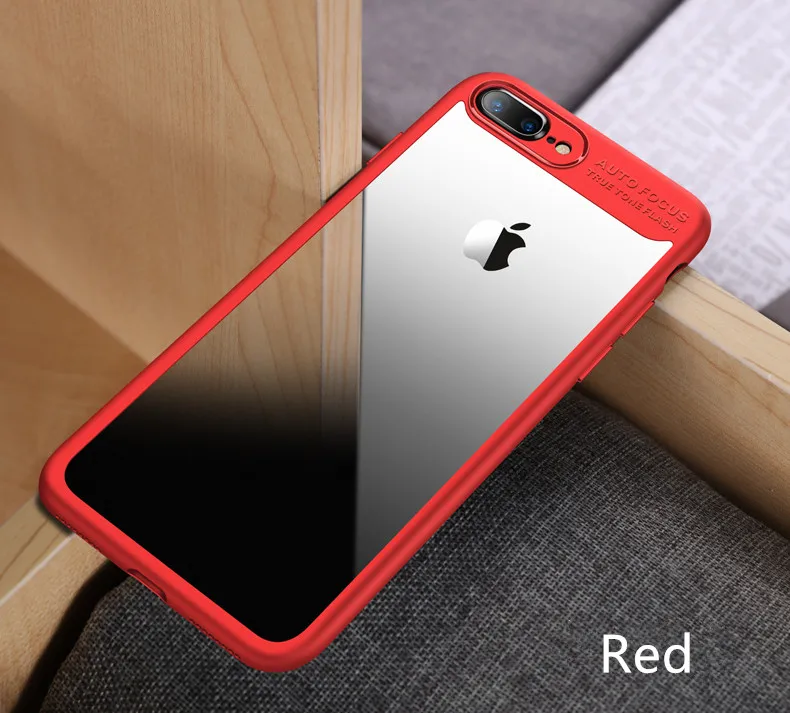 Роскошный тонкий прозрачный защитный чехол для iphone 8 7 6 6s Plus Hybrid PC + TPU бампер