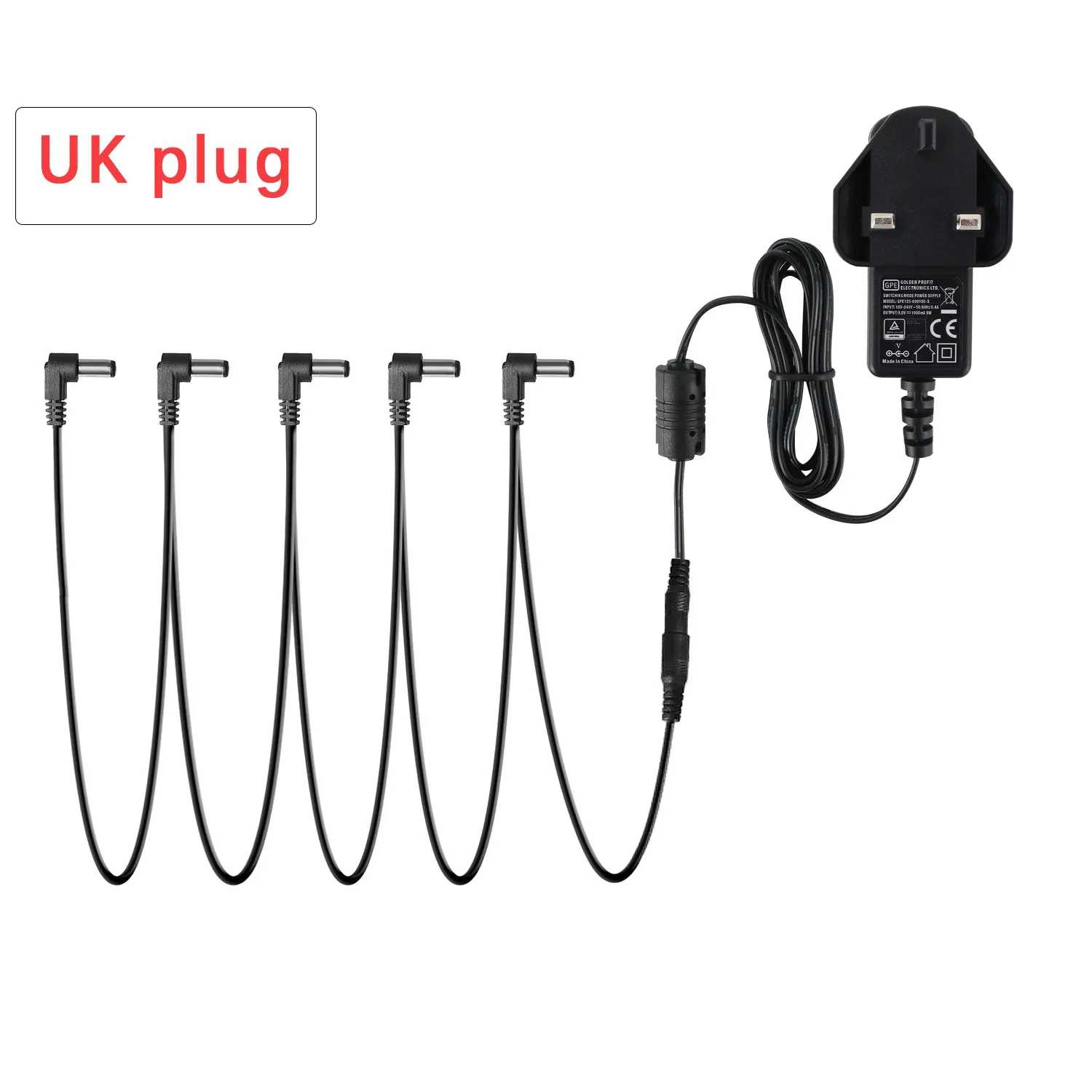 UK plug Donner DPA-1 педаль эффектов Питание адаптер Кабели гитара 9 В DC отрицательный 1A 5 способ маргаритки цепи аксессуары - Цвет: UK plug