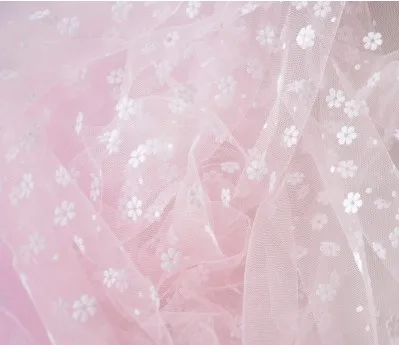 pink 200*150 см красивый маленький Fower Тюль флокированная ткань одежда вуаль украшение Материал DIY Ручная работа сетчатая ткань для шитья принадлежности D694 - Цвет: pink